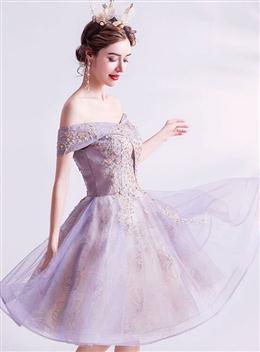 Picture of Light Purple Sweetheart Lace Applique Short Homecoming Dresses, Tulle and Lace Prom Dresses